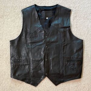 Vintage Branded Garments Camel Cigarettes Embroidered Leather Biker Vest